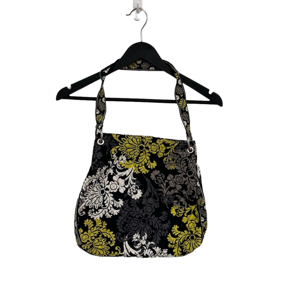 Vera Bradley BAROQUE Black Yellow White Shoulder Bag Purse Handbag Shopper EUC